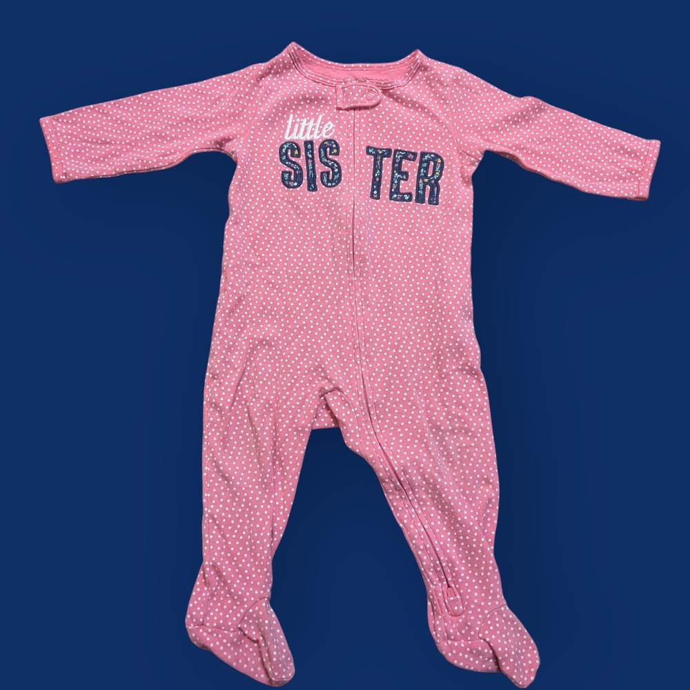 Carter's Pink and White Polka Dot 'Little Sister' Footie